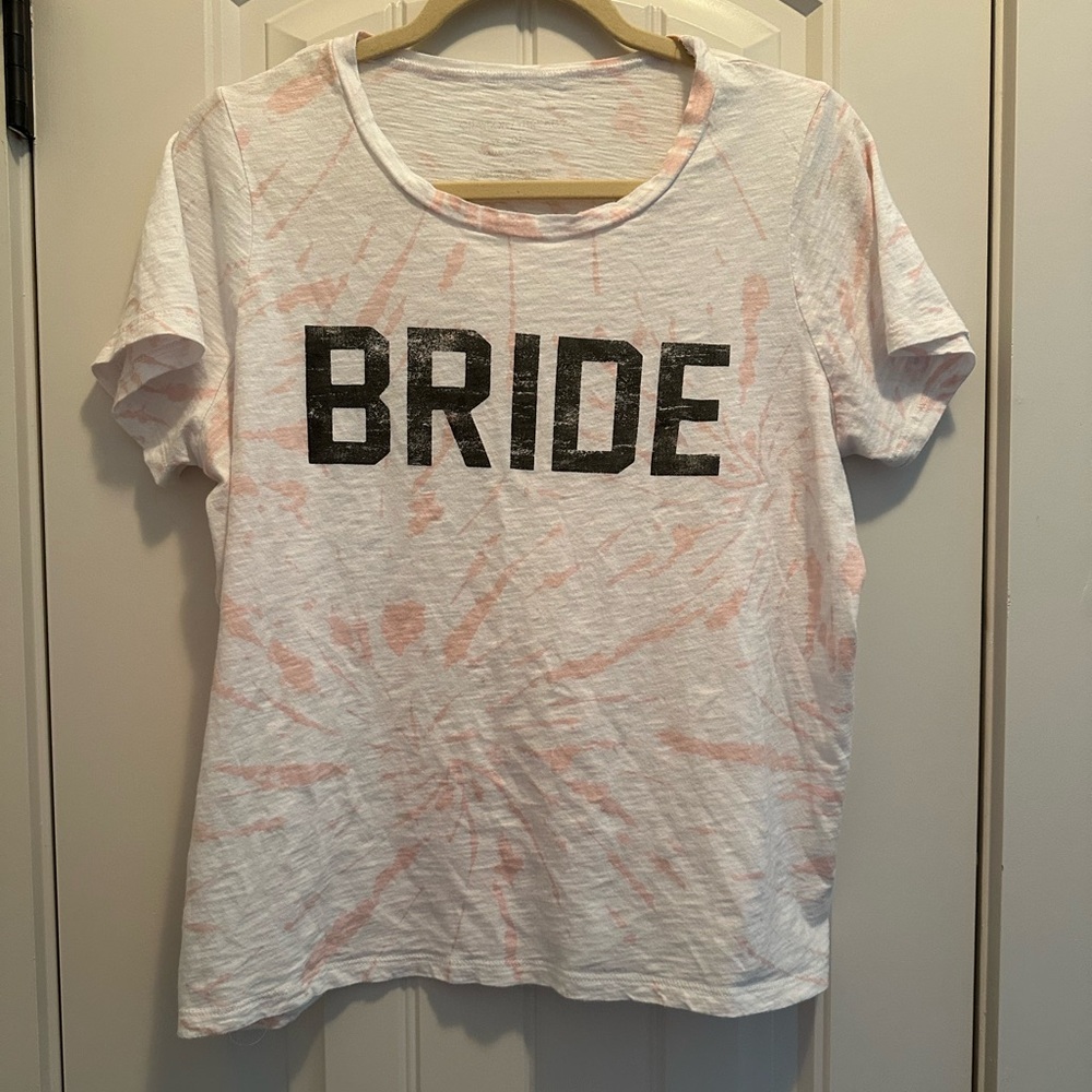 Grayson Threads “Bride” pink and white tie-dye top